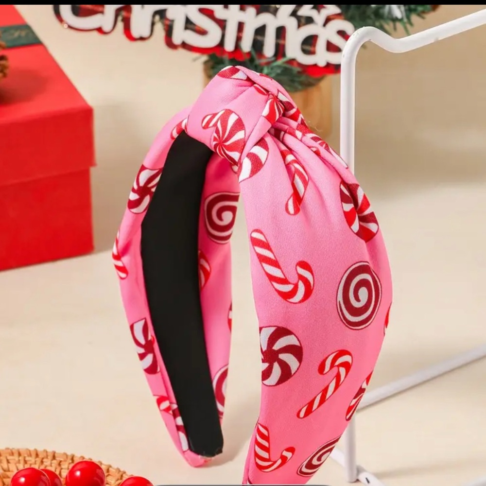Festive Candy Cane Headbands - Pink, Green, Red - Picture 3 of 4